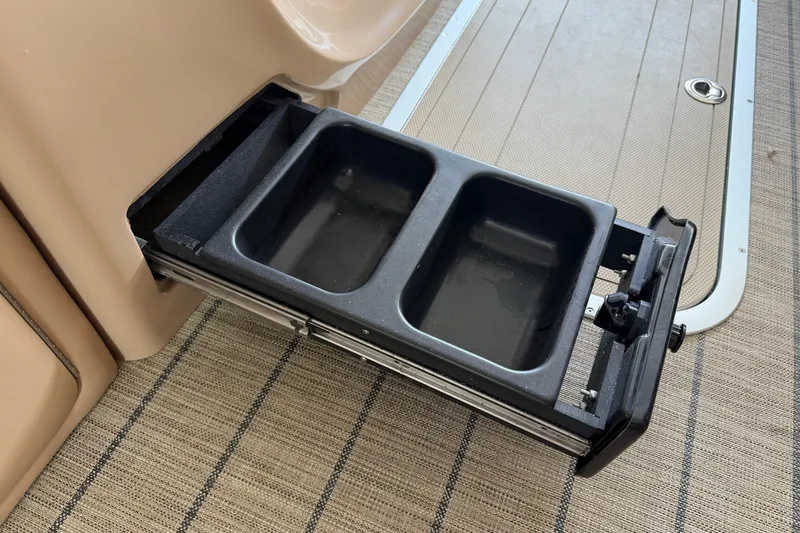 Slide: The Image of Pull-out storage compartment in 2023 Barletta Lusso 23U boat interior. - 46