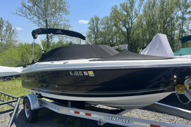 The Image of 2008 Monterey 180FS boat on trailer, covered and parked outdoors. - 0