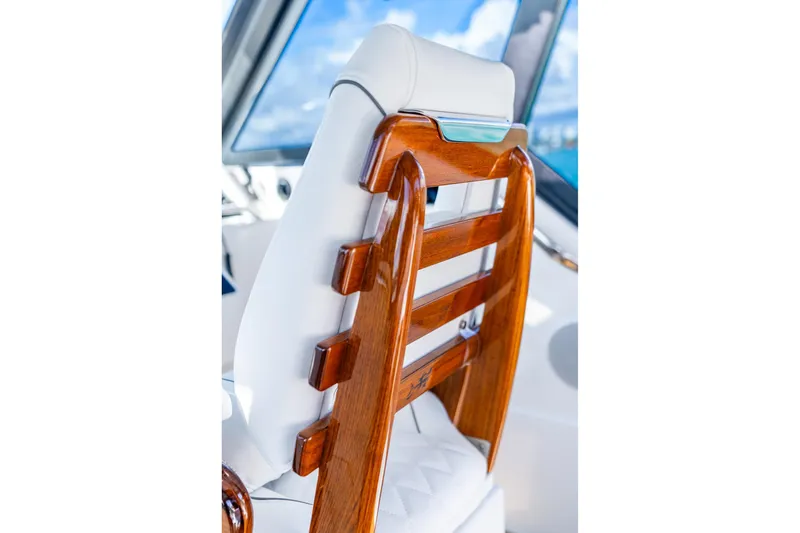 Slide: The Image of Luxurious wooden seat detail on 2026 Hammer Yachts 35HH, showcasing elegant craftsmanship. - 25