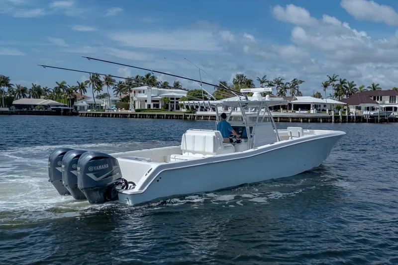 Slide: The Image of 2017 Invincible 39 Open Fisherman boat cruising on a sunny day. - 15