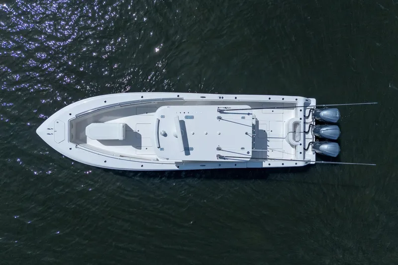 Slide: The Image of Aerial view of 2017 Invincible 39 Open Fisherman boat on water. - 20