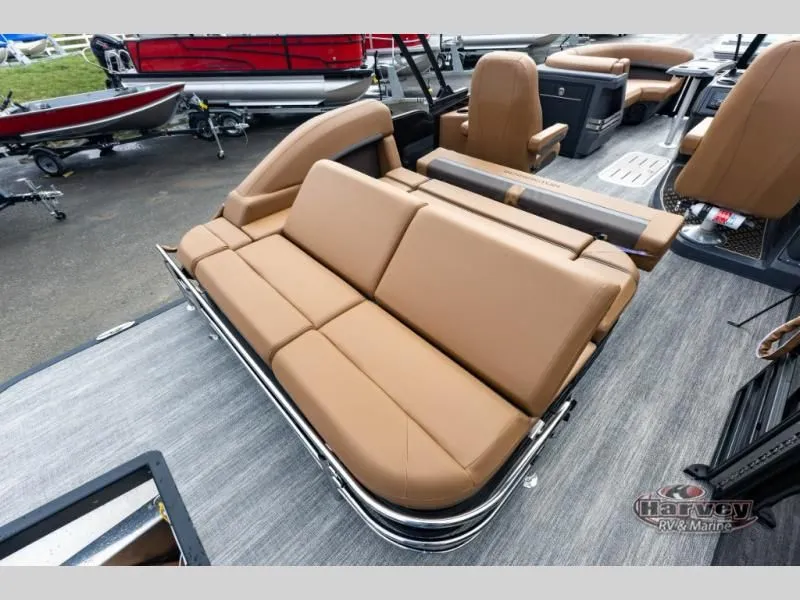Slide: The Image of Luxurious brown leather seating on a modern boat, M Series 23 MSB 2026. - 18