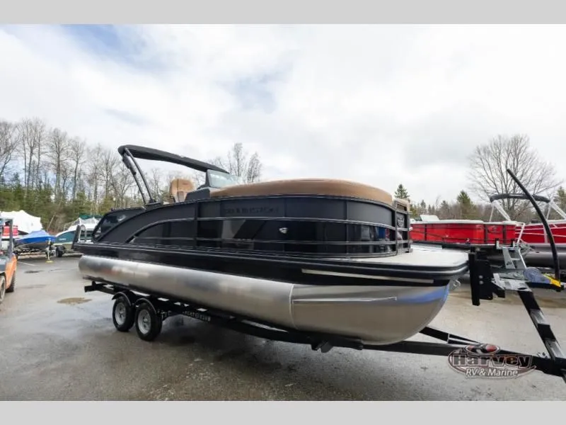 Slide: The Image of 2026 M Series 23 MSB pontoon boat on trailer outdoors. - 8