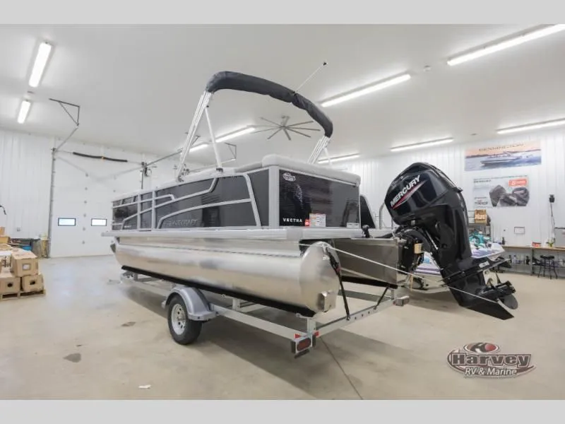 Slide: The Image of Vectra Classic 21 L pontoon boat 2026 in a workshop. - 6