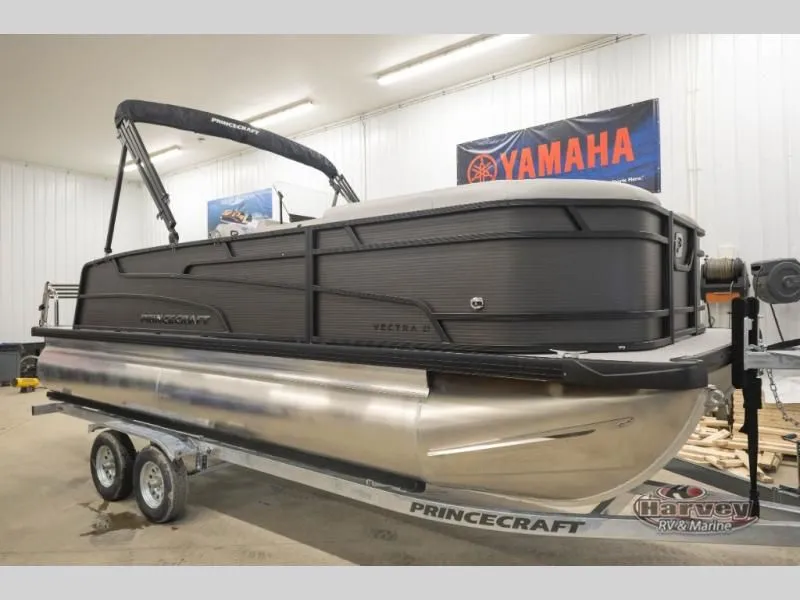 The Image of 2026 Vectra Classic 21 RL pontoon boat in a workshop. - 1