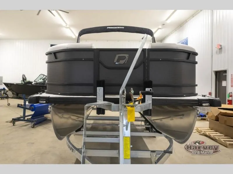 Slide: The Image of 2026 Vectra Classic 21 RL pontoon boat in a workshop. - 3
