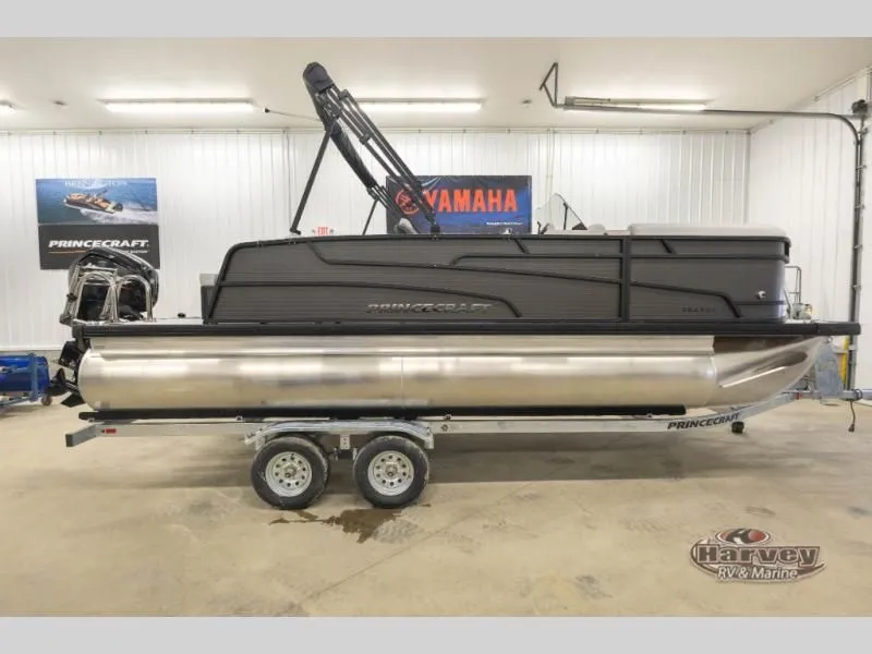 Slide: The Image of 2026 Vectra Classic 21 RL pontoon boat in a workshop. - 4