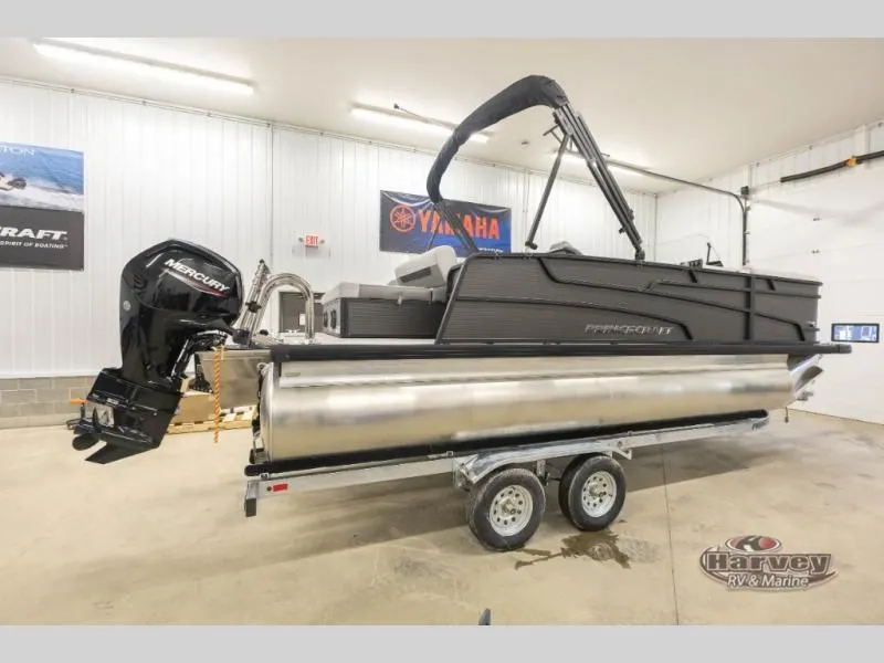 Slide: The Image of 2026 Vectra Classic 21 RL pontoon boat in a garage. - 5