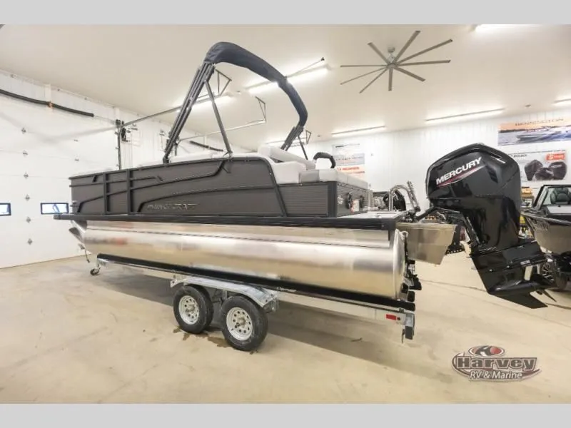 Slide: The Image of 2026 Vectra Classic 21 RL pontoon boat in a garage. - 8