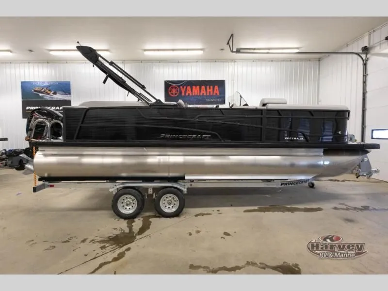 The Image of 2026 Vectra Classic 23 QL pontoon boat in a workshop. - 1