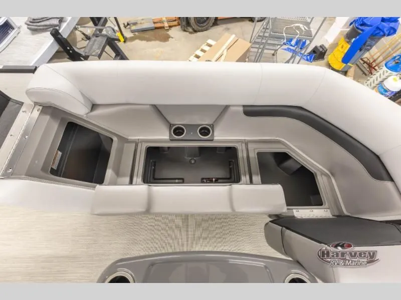 Slide: The Image of Interior of Vectra Speed 21L 2026 with gray seating and storage compartments. - 12