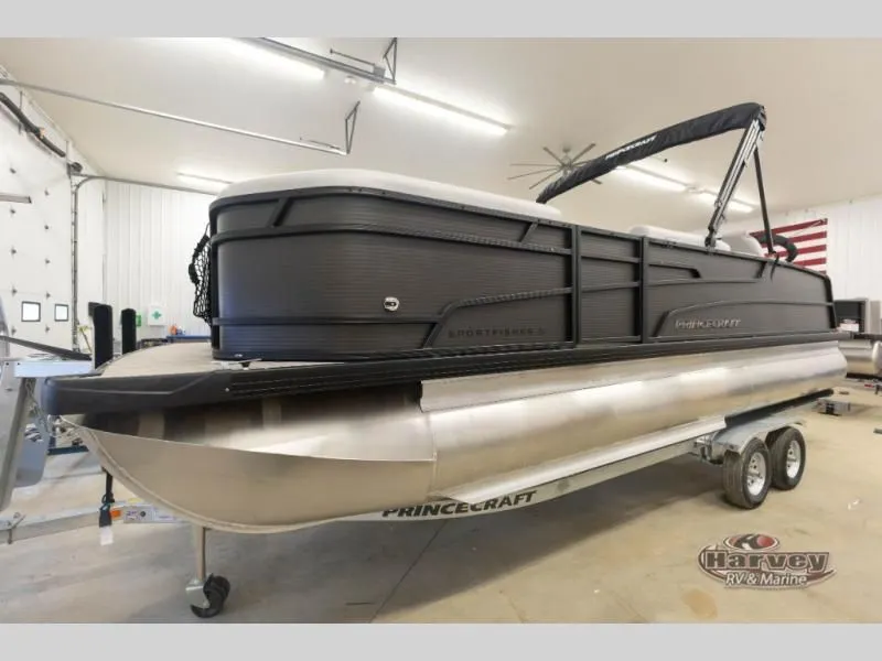 Slide: The Image of 2026 Sportfisher Sport 23-2RS pontoon boat in a garage. - 8