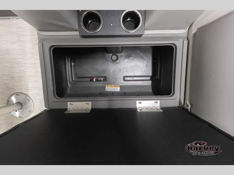 Slide: The Image of Interior of Sportfisher Speed 21-2S 2026 with storage compartment and cup holders. - 15