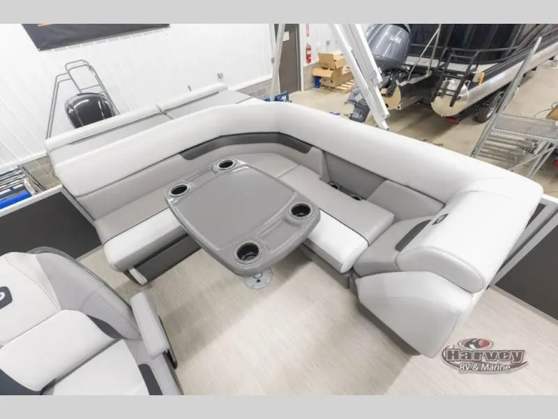 Slide: The Image of Interior of Sportfisher Speed 21-2S 2026 with gray seating and table. - 17