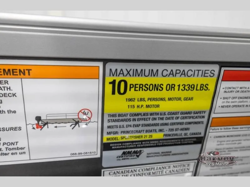 Slide: The Image of Capacity label for Sportfisher Speed 21-2S, 2026 model. - 24