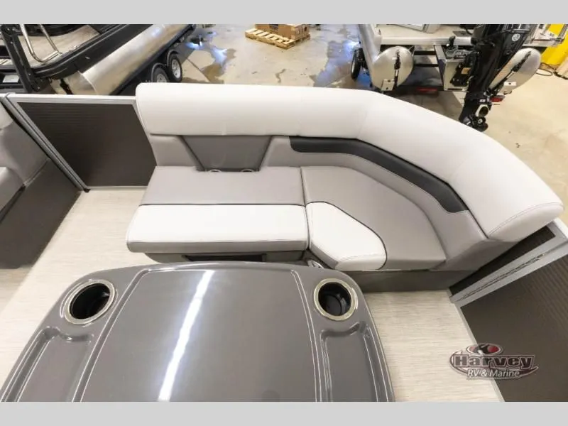 Slide: The Image of Interior of a 2026 Vectra Classic 19 L boat with gray seating. - 11