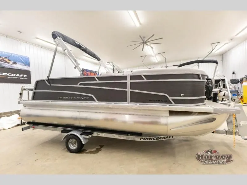 Slide: The Image of 2026 Vectra Classic 19 L pontoon boat in a workshop. - 4