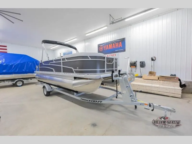 Slide: The Image of 2026 Vectra Classic 21 RL pontoon boat in a workshop. - 3