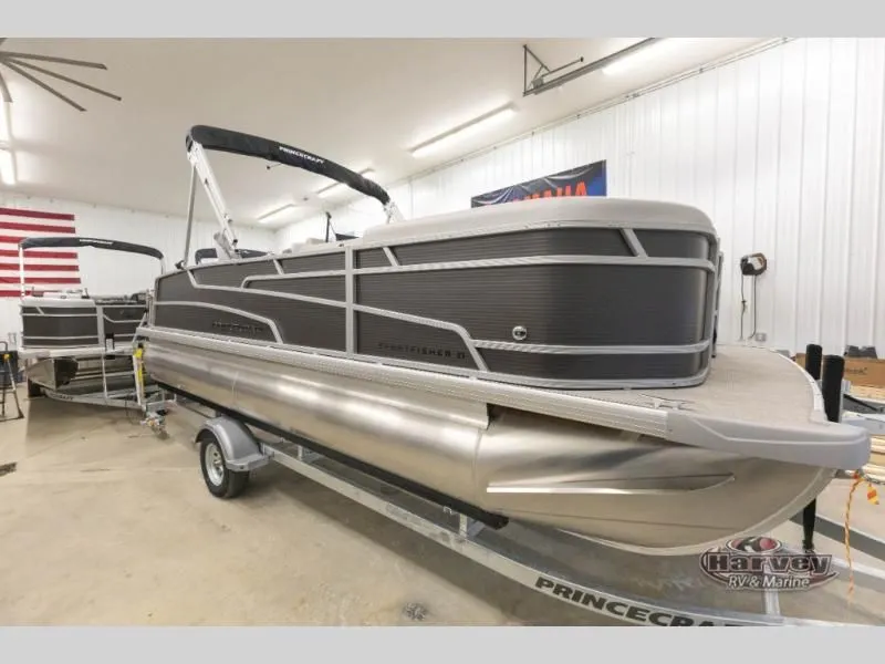 Slide: The Image of 2026 Sportfisher Classic 21-2RS pontoon boat in a workshop. - 4