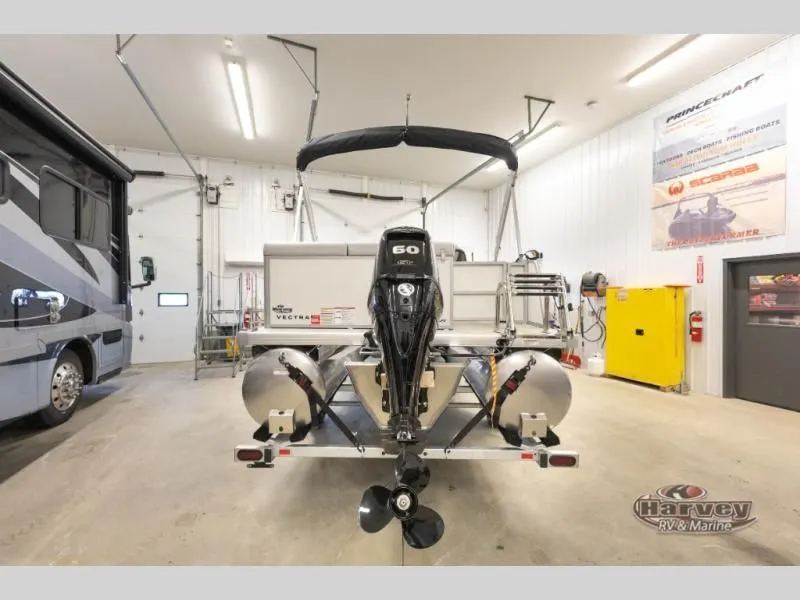 Slide: The Image of 2026 Vectra Classic 19 L pontoon boat in a workshop. - 6