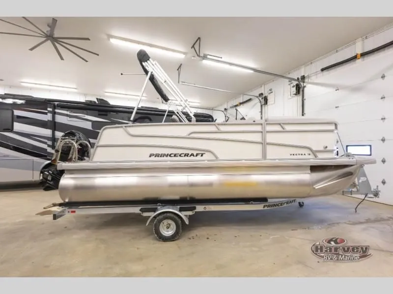 Slide: The Image of 2026 Vectra Classic 19 L pontoon boat in garage. - 8