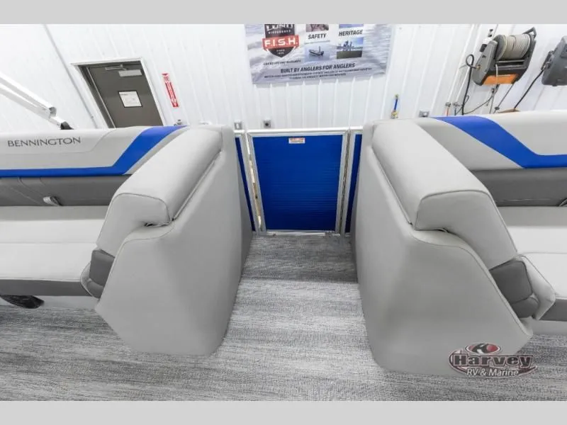 Slide: The Image of Interior of a 2026 SX Series 20 SXLG boat with gray seating. - 18