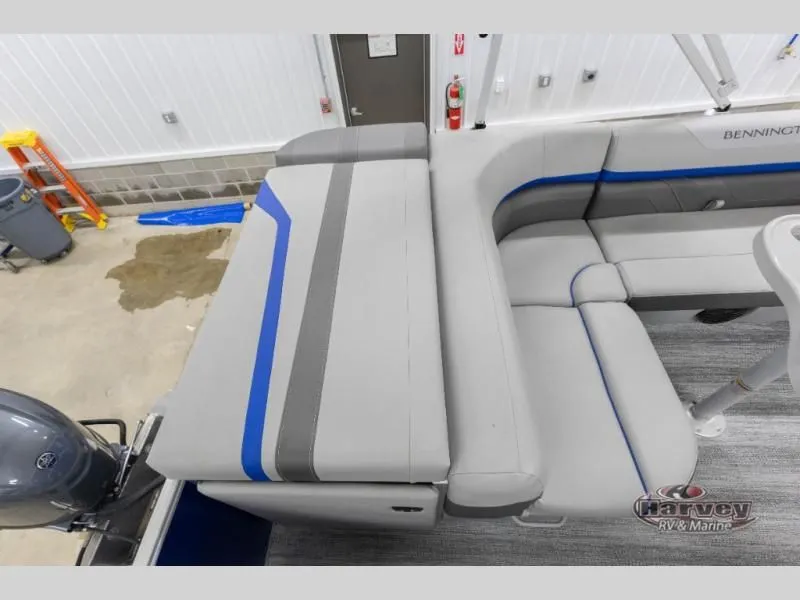 Slide: The Image of Interior of 2026 SX Series 20 SXLG boat with gray and blue seating. - 27