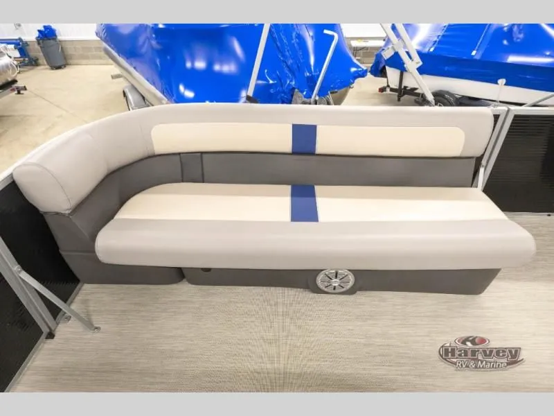 Slide: The Image of Seating on a 2026 Jazz 21-2S boat, beige and blue. - 14