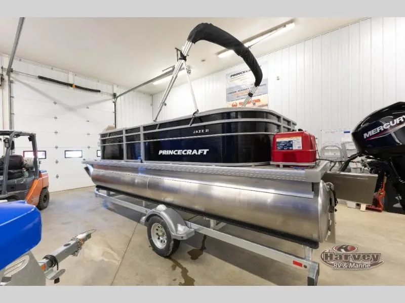 Slide: The Image of 2026 Jazz 21-2S pontoon boat in a workshop. - 7
