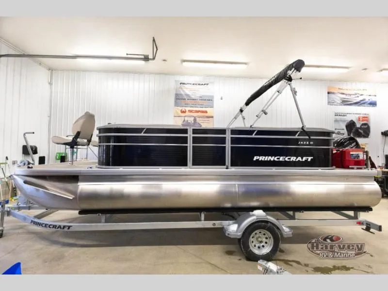 Slide: The Image of 2026 Jazz 21-2S pontoon boat in a workshop. - 8
