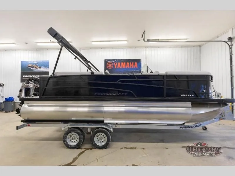 Slide: The Image of 2026 Vectra Classic 21 QL pontoon boat in a workshop. - 4