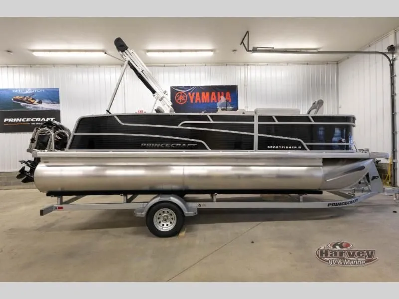 The Image of 2026 Sportfisher Classic 21-2S pontoon boat in showroom. - 1
