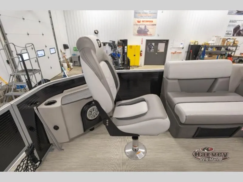 Slide: The Image of Interior of Sportfisher Classic 21-2S 2026 with gray seating. - 26