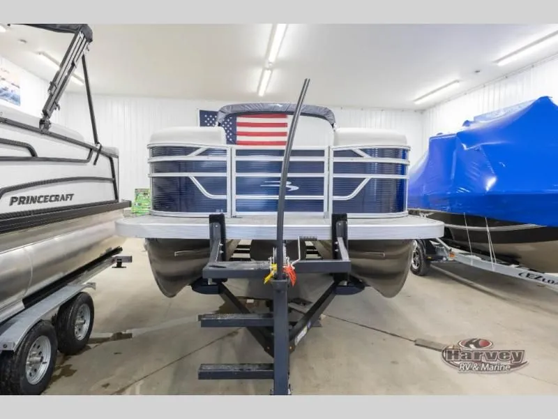 The Image of 2026 S Series 22 SF pontoon boat in storage facility. - 1