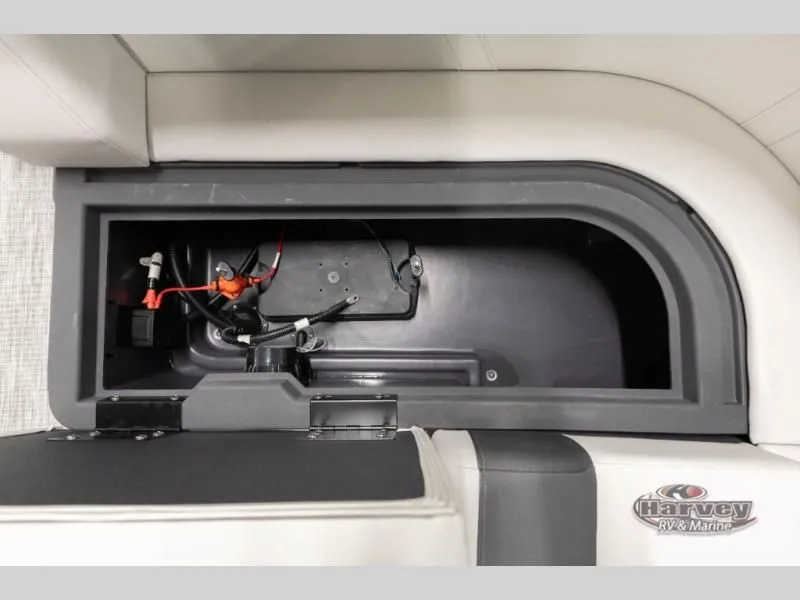 Slide: The Image of Interior view of a 2026 S Series 22 SF boat storage compartment. - 19