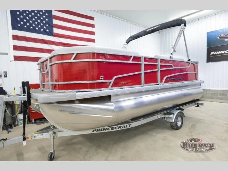 The Image of Red Vectra Classic 19 L pontoon boat, 2026 model, indoors. - 1
