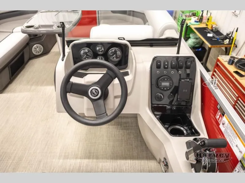 Slide: The Image of Interior view of Vectra Classic 19 L boat, steering console, year 2026. - 17