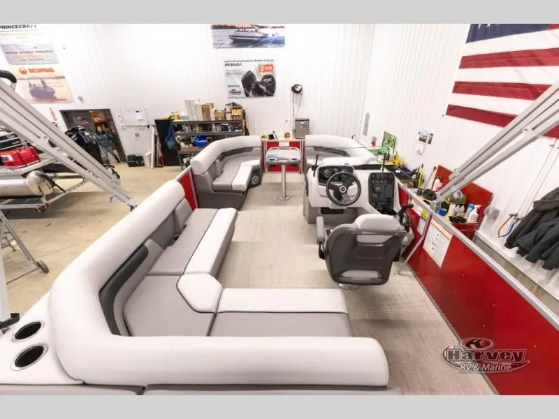 Slide: The Image of Interior view of a 2026 Vectra Classic 19 L boat in a workshop. - 9