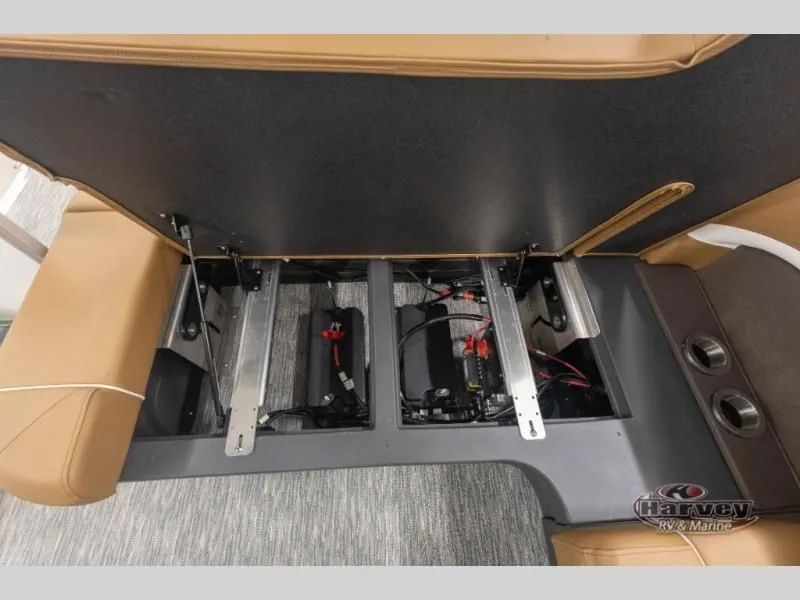 Slide: The Image of Interior view of M Series 22 ML 2026 with bench seat and battery compartment. - 26