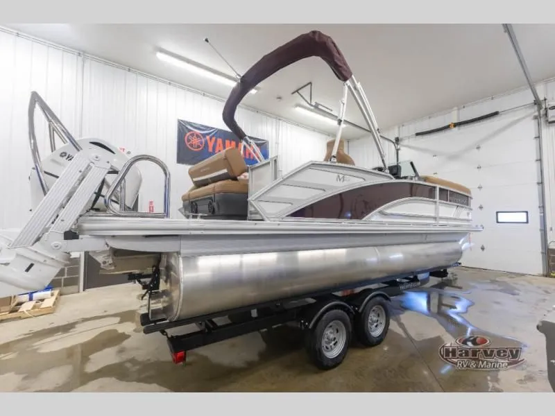 Slide: The Image of 2026 M Series 22 ML pontoon boat in a workshop. - 3