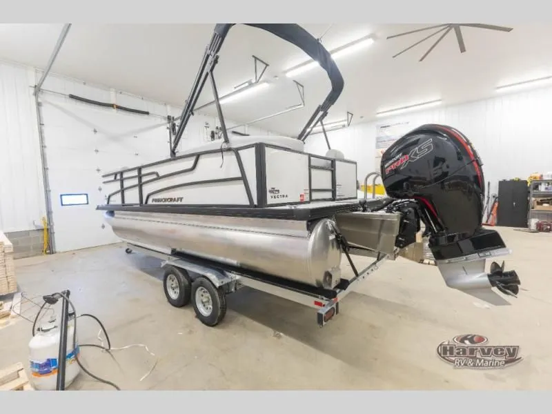 Slide: The Image of 2026 Vectra Classic 21 QL pontoon boat in warehouse. - 3