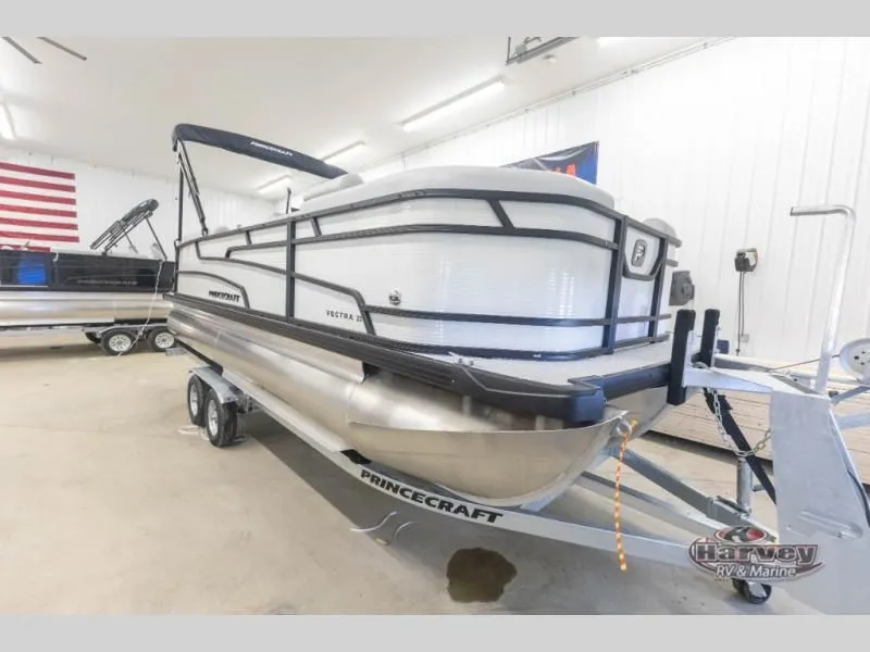 Slide: The Image of 2026 Vectra Classic 21 QL pontoon boat in a garage. - 6