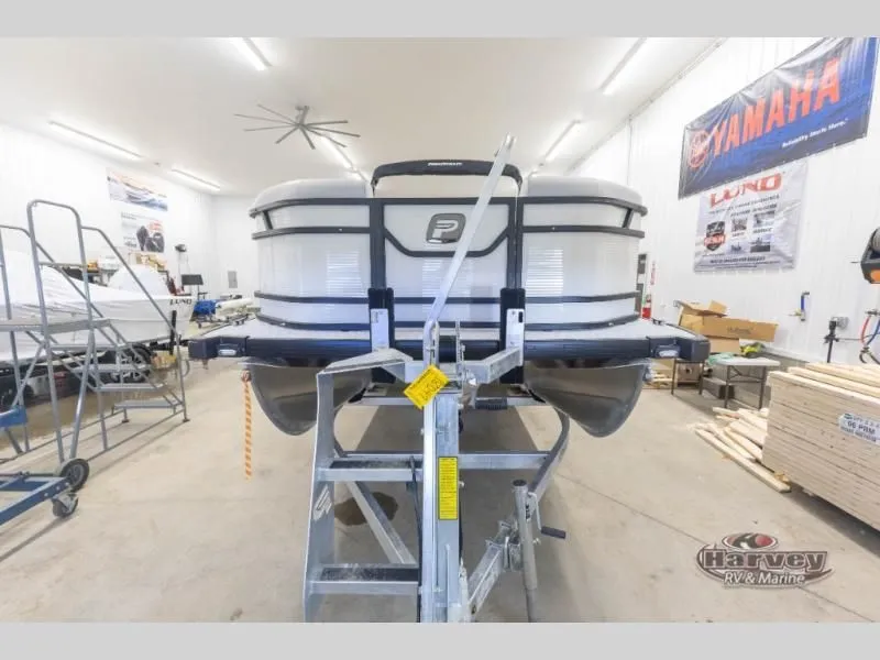 Slide: The Image of 2026 Vectra Classic 21 QL pontoon boat in a workshop. - 7