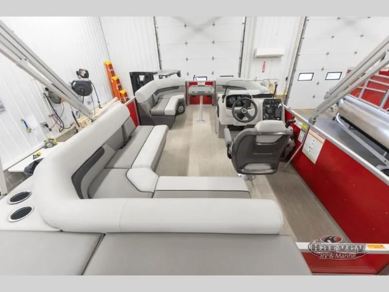 Slide: The Image of Interior of a 2026 Vectra Classic 19 L boat with gray seating. - 11