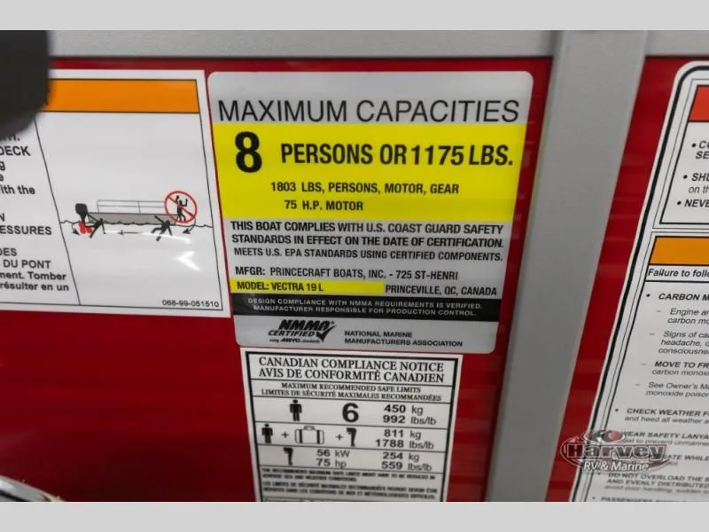 Slide: The Image of Capacity label for Vectra Classic 19 L boat, 2026 model. - 23