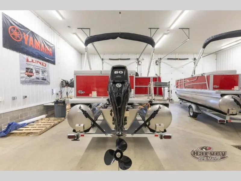 Slide: The Image of 2026 Vectra Classic 19 L pontoon boat in showroom. - 7