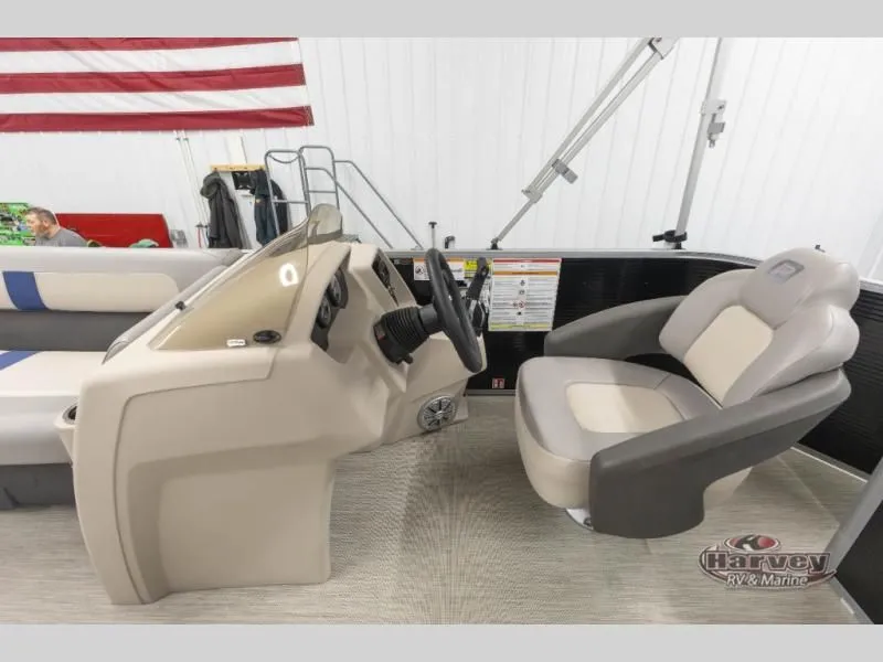 Slide: The Image of Interior of a 2026 Jazz 19-4S boat with steering console and seat. - 17