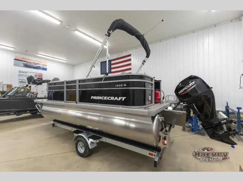 Slide: The Image of 2026 Jazz 19-4S pontoon boat in a workshop. - 5