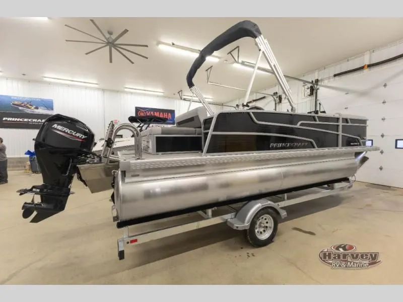 Slide: The Image of 2026 Vectra Classic 21 RL pontoon boat in a workshop. - 5
