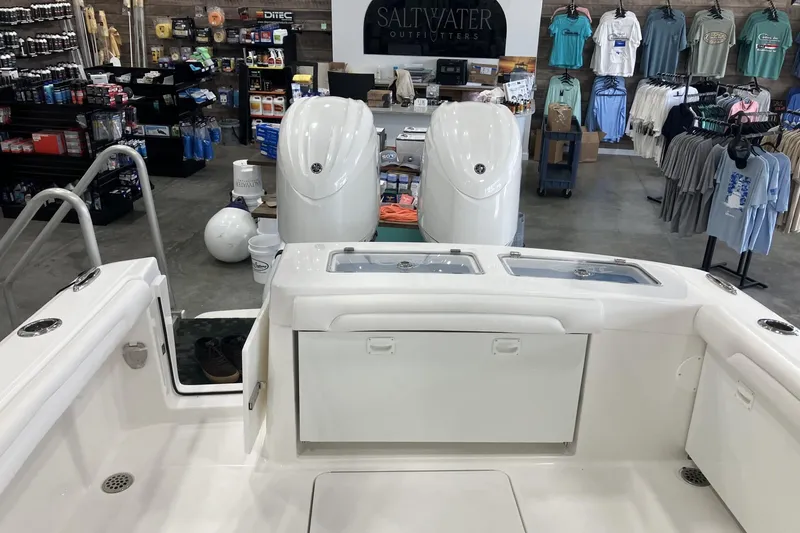 Slide: The Image of 2026 Albemarle 27 Dual Console boat interior at Saltwater Outfitters store. - 16